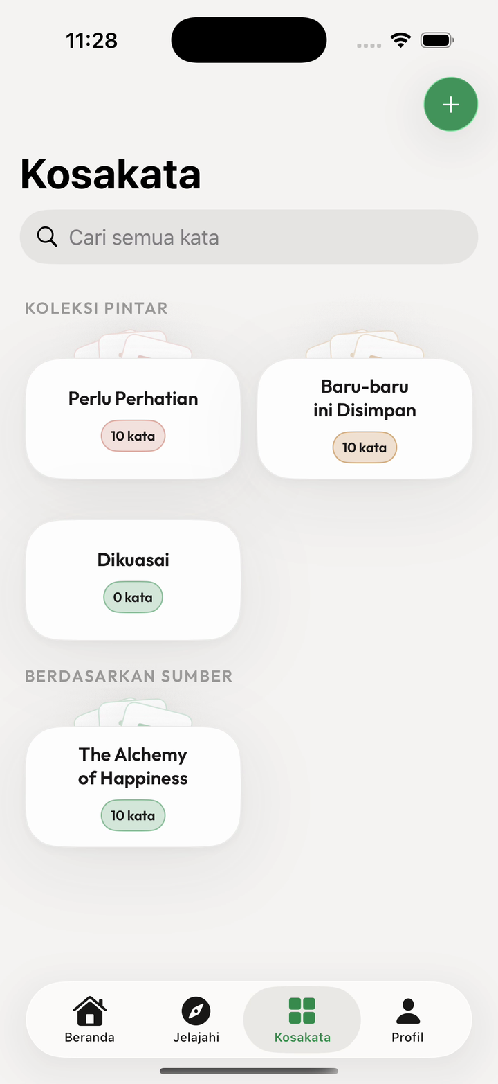 Daftar kosakata tersimpan di Kalima