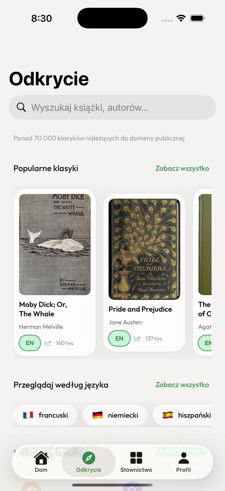 Katalog książek z domeny publicznej w sekcji odkrywania Kalima