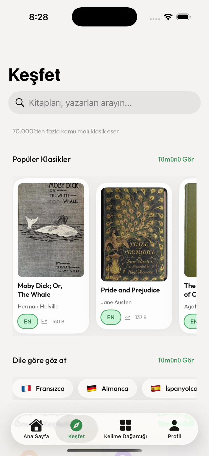 Kalima Keşfet bölümünde kamu malı kitaplar kataloğu